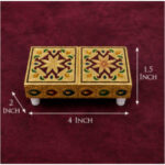 Premium Decorative Gold Pooja Chowki | Handcrafted Wooden Mini Pooja Manai | 4 x 2 x 1.5 Inch