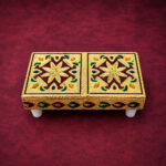 Premium Decorative Gold Pooja Chowki | Handcrafted Wooden Mini Pooja Manai | 4 x 2 x 1.5 Inch