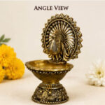 Brass Peacock Diya | Decorative Oil Lamp for Pooja & Home Temple | Antique Finish