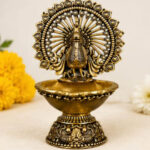 Brass Peacock Diya | Decorative Oil Lamp for Pooja & Home Temple | Antique Finish