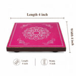 Decorative 4x4"inch Wooden Pooja Manai | Mandala Design Chowki