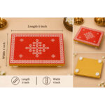 Traditional Wooden Pooja Manai | Red Kolam Design Chowki | 6 x 4 Inch Manai