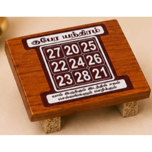 Premium Kuber Yantra Manai (4 x 4 Inch) | Divine Pooja Platform | Wooden Sacred Manai for Wealth & Prosperity