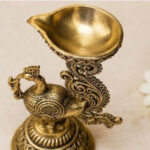 Antique Peacock Brass Diya | Decorative Oil Lamp for Pooja, Temple & Home Décor