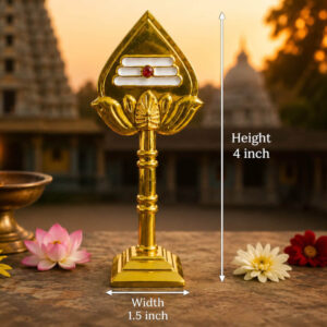 Golden Murugan Vel Stand – 4x1.5"inch Decorative Spiritual Idol for Home & Pooja