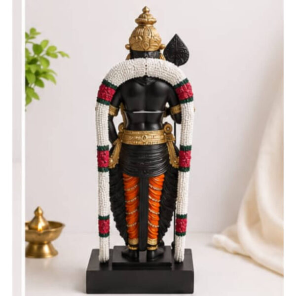 Lord Murugan Black & Gold Statue with Garland – 18 Inch Premium Decorative Idol