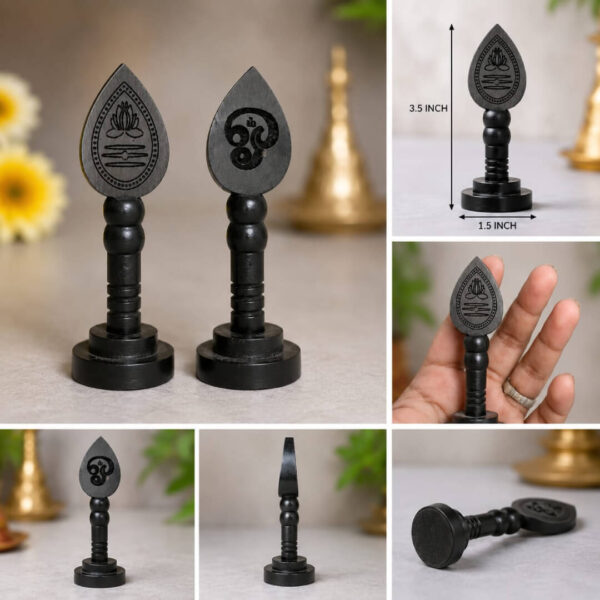 Karungali Murugan Vel -3.5x1.5"inch Black Ebony Wood Murugan Vel with OM & Vel Design | Pooja Item