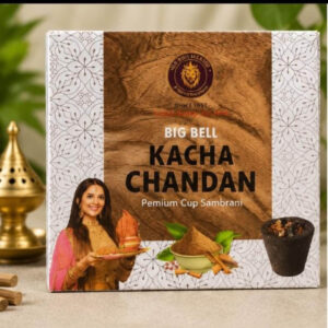 Big Bell Kacha Chandan Premium Cup Sambrani – 12 Cups Natural Sandalwood Fragrance