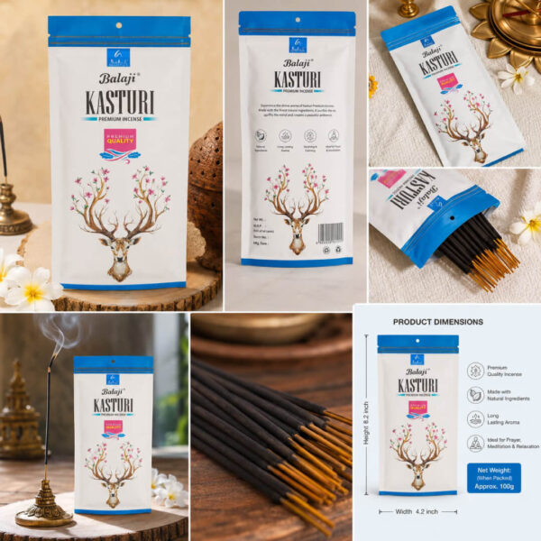 Balaji Kasturi Premium Incense Sticks –110gms Long Lasting Fragrance | Premium Quality Agarbatti