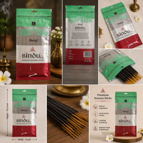 Balaji Bindu Premium Incense Sticks –100gms Long Lasting Fragrance Agarbatti for Pooja & Meditation