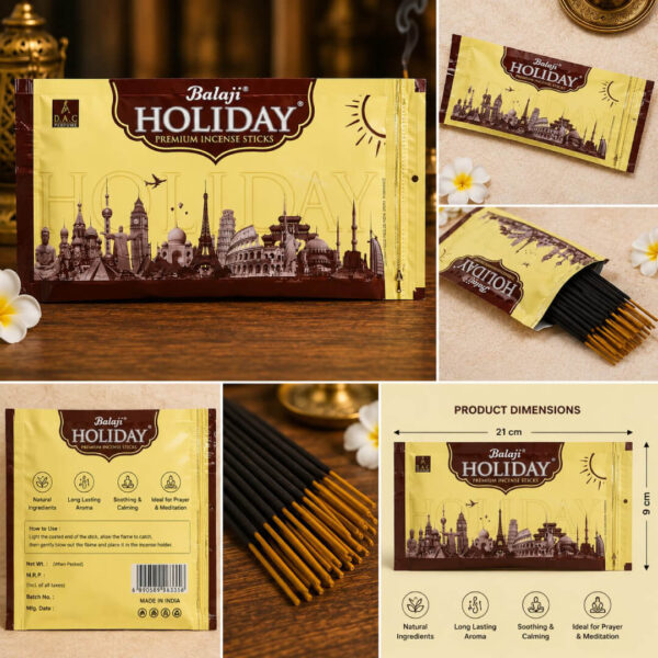 Balaji Holiday Premium Incense Sticks – 120gms Long Lasting Fragrance Agarbatti for Pooja & Meditation