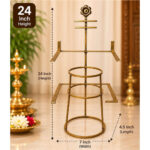 Varalakshmi Saree Draping Stand | 24 Inch Metal Kalasam Decoration Stand | golden Finish
