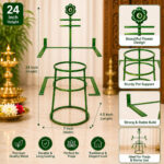 Green Varalakshmi Saree Draping Stand | 24 Inch Metal Kalasam Decoration Stand