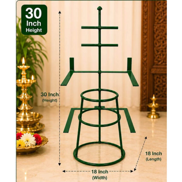 30 Inch Green Varalakshmi Saree Draping detachable Stand | Metal Kaalasam Decoration Stand