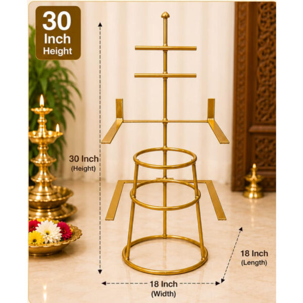 30 Inch Golden Varalakshmi Saree Draping detachable Stand | Premium Metal Kaalasam Decoration Stand