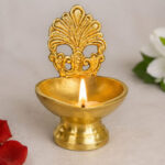 Premium Brass Decorative Diya with Peacock Design | Traditional Pooja Oil Lamp