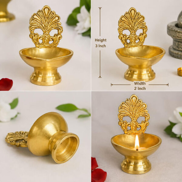 Premium Brass Decorative Diya with Peacock Design | Traditional Pooja Oil Lamp