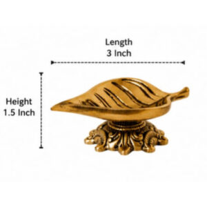 Premium Brass Leaf Shape Diya Stand for Pooja & Home Décor (3 x 1.5 Inches)