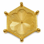 Premium Hexagonal Decorative Chowki - 4.5 x 4"inch Pooja Stand with Mandala Design – Gold Finish