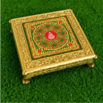 4×4 Inch Premium Decorative Chowki (Pooja Chowki) – Gold Finish
