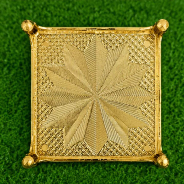 4×4 Inch Premium Decorative Chowki (Pooja Chowki) – Gold Finish