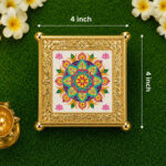 4×4 Inch Premium Decorative Mandala Pooja Chowki – Gold Finish