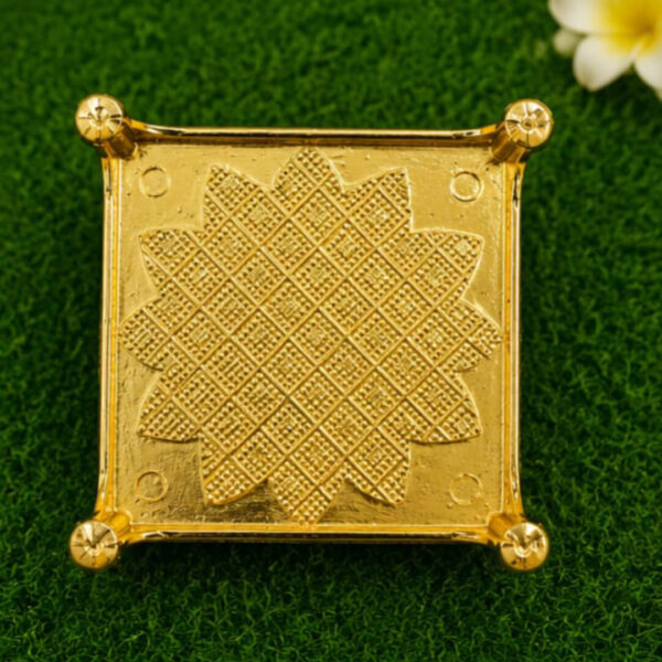 2.5 x 2.5 Inch Decorative Mandala Pooja Chowki – Premium Gold Finish