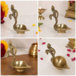 Premium Brass Peacock Handle Diya | Traditional Ghee Lamp for Pooja