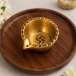 Brass Diya with Auspicious Swastik Symbol – Decorative Pooja Oil Lamp