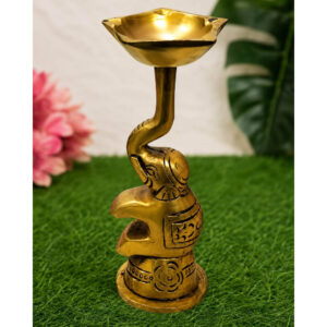 Handcrafted Brass Elephant Oil Lamp (Deepam) for Pooja & Home Decor