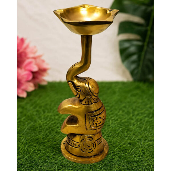 Handcrafted Brass Elephant Oil Lamp (Deepam) for Pooja & Home Decor