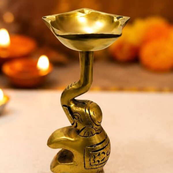 Handcrafted Brass Elephant Oil Lamp (Deepam) for Pooja & Home Decor