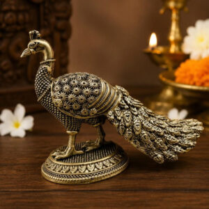 Premium Brass Peacock Statue | Decorative Mayur Showpiece for Home Decor, Vastu & Gifting