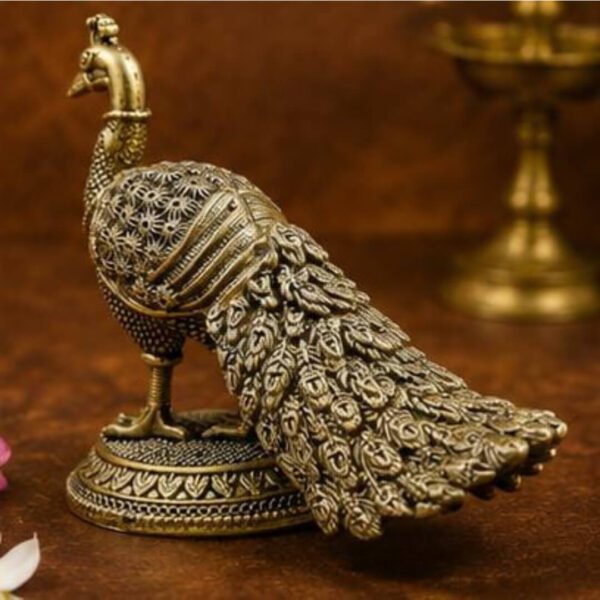 Premium Brass Peacock Statue | Decorative Mayur Showpiece for Home Decor, Vastu & Gifting