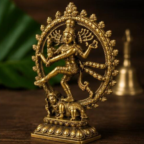 Brass Nataraja Idol – 4 x 3 Inch | Antique Finish | Premium Brass Statue