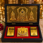 Sri Venkateswara Divine Pooja Gift Box with Golden Paduka & yantra design Symbols 8.5 x 4.5 inch Permium gift box