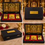 Sri Venkateswara Divine Pooja Gift Box with Golden Paduka & yantra design Symbols 8.5 x 4.5 inch Permium gift box