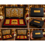 Shree Ganesha Divine Pooja Gift Box with Golden Paduka & yantra design 8.5 x 4.5inch Premium gift box