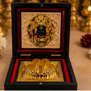 Jai Shree Ram Gold Paduka & yantra design Premium Gift Box – 4 x 4inch Divine Blessings Edition