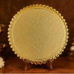 Kamadhenu Decorative Pooja Plate-8 x8 inch  Gold-Plated Divine Gift Plate for Home & Temple