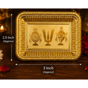 Premium Mini Brass Shankh Chakra Namah Tray - Thambulam Return Gift For Navratri