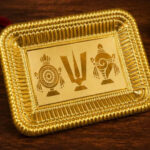 Premium Mini Brass Shankh Chakra Namah Tray - Thambulam Return Gift For Navratri