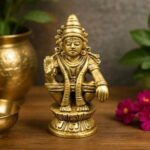 Premium Brass Lord Ayyappa Statue 3.5 Inch | Antique Finish Swami Ayyappan Idol for Pooja Room, Temple & Home Decor