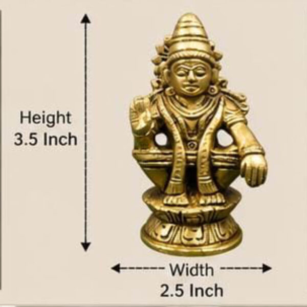Premium Brass Lord Ayyappa Statue 3.5 Inch | Antique Finish Swami Ayyappan Idol for Pooja Room, Temple & Home Decor