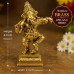 Premium Brass Dancing Ganesha Statue 4 Inch | Antique Finish Nritya Ganapati Idol for Home, Office & Pooja Room