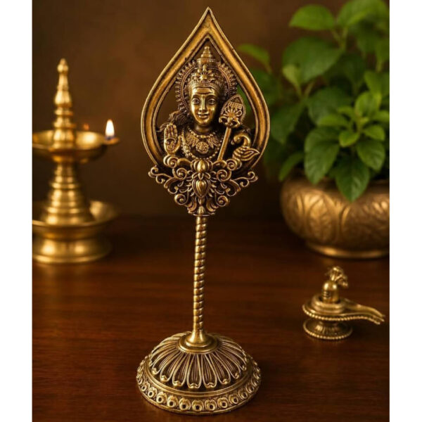 Premium Brass Murugan Vel with Lord Murugan Face 6 Inch | Antique Finish Lord Subramanya Vel for Pooja Room & Home Decor