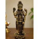 Pure Premium Brass Lord Guruvayurappan Statue 4 Inch | Antique Finish Idol for Pooja Room & Home Temple
