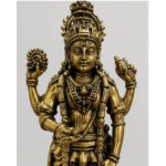Pure Premium Brass Lord Guruvayurappan Statue 4 Inch | Antique Finish Idol for Pooja Room & Home Temple
