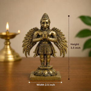 Pure Premium Brass Garuda Statue 3.5 Inch | Antique Finish Lord Garuda Idol with Wings for Pooja Room & Home Decor
