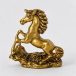 Pure Brass Rearing Horse Statue 3 Inch | Antique Finish Running Horse Premium Idol for Success, Vastu & Home/Office Decor